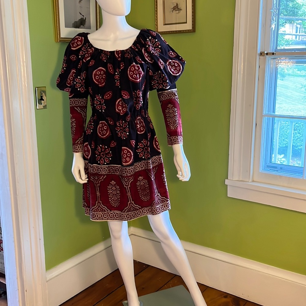 vintage 70s India Imports of Rhode Island block print mini dress